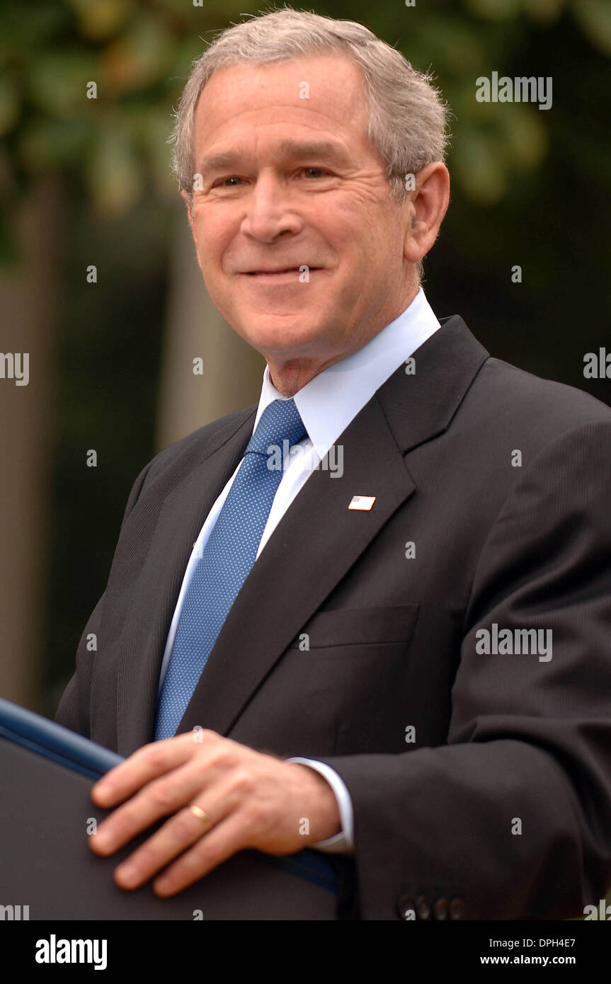 Oct. 11, 2006 - Washington, District of Columbia, U.S. - I11236CB.PRESIDENT GEORGE W. BUSH DISCUSSES VARIOUS TOPICS AT A PRESS CONFERENCE IN THE ROSE GARDEN. THE WHITE HOUSE, WASHINGTON D.C. 10-11-2006.  - -   2006.(Credit Image: © Christy Bowe/Globe Photos/ZUMAPRESS.com) Stock Photo