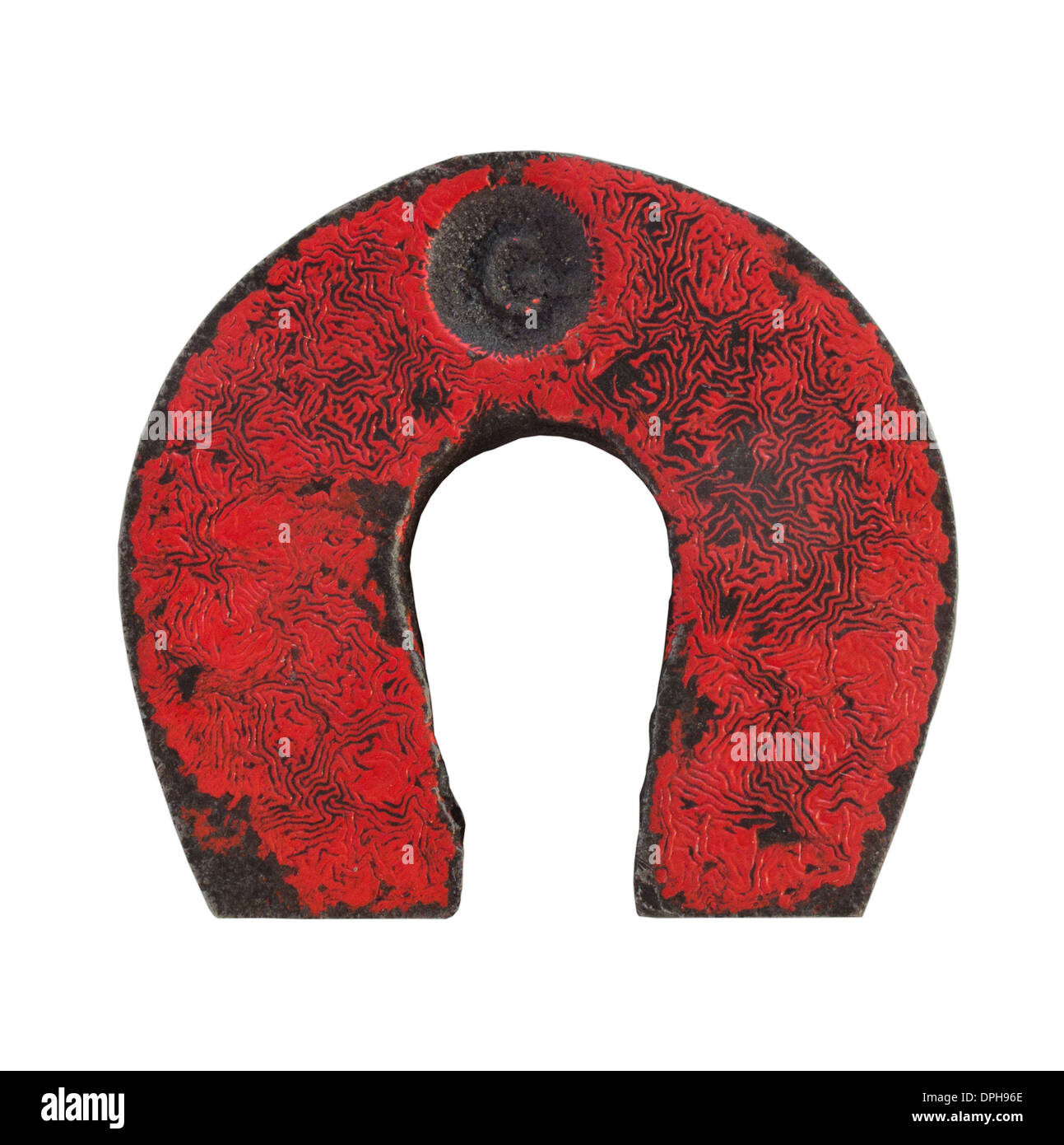 vintage red horseshoe magnet isolated on white background Stock Photo