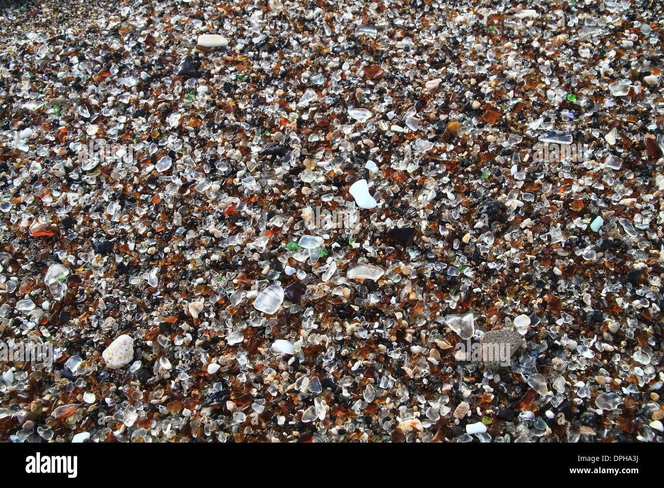 Beach Of Sea Glass Glass Beach Kauai Hawaii Usa Stock
