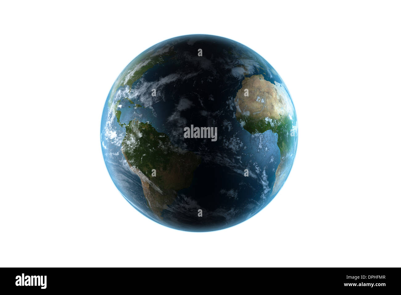 Earth Illustration Isolated on White. Detailed Real Looking 3D Earth Illustration. Stock Photo