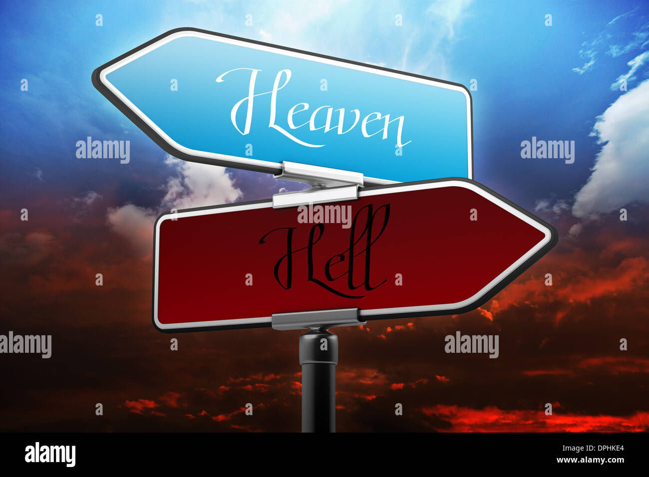Heaven and Hell Signs. Choose Your Own Life Way. Abstract Concept Illustration. Stock Photo