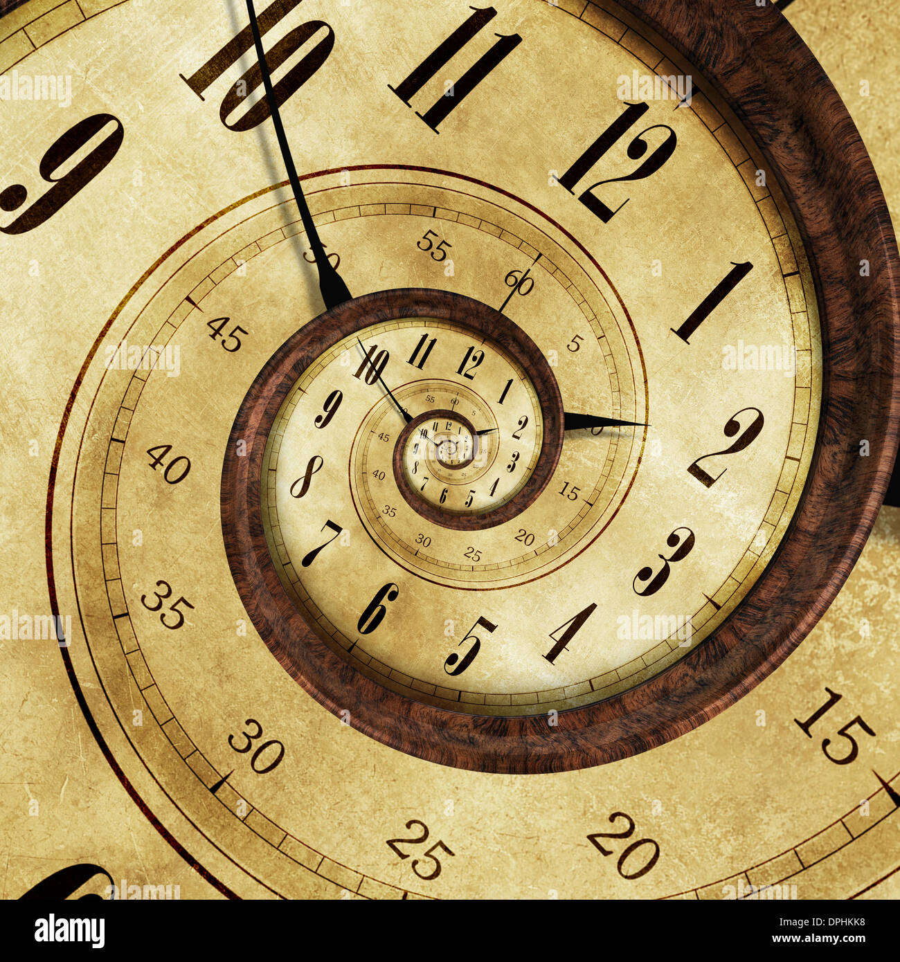 Endless Time Effect Concept Illustration Vintage Clock Swirl Effect