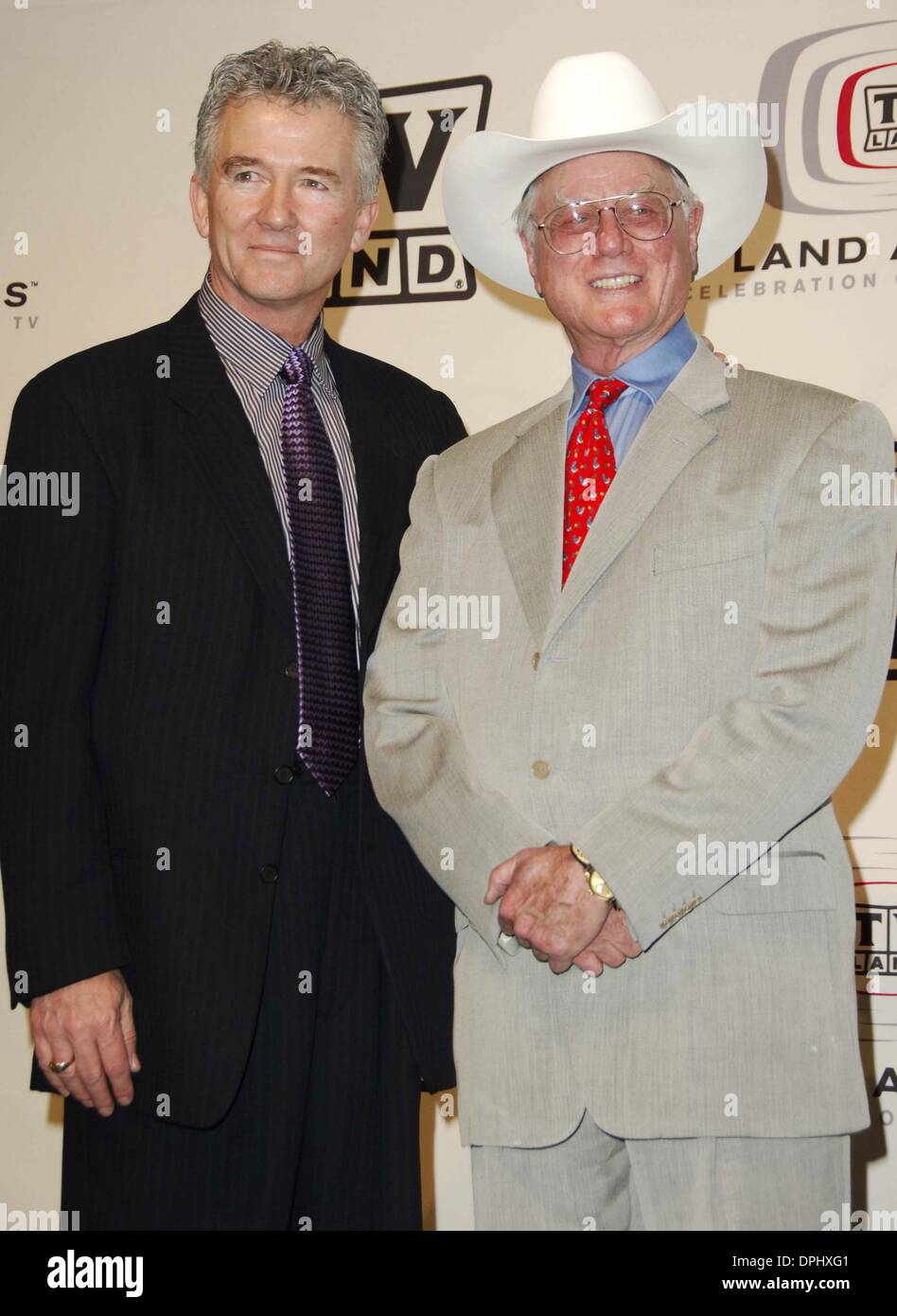 Mar. 19, 2006 - Hollywood, California, U.S. - SANTA MONICA, CA MARCH 19, 2006 (SSI) - -.Actors Patrick Duffy and Larry Hagman pose for photographers, during the 2006 TV LAND AWARDS, held at the Barker Hanger, on March 19, 2006, in Santa Monica, California.   / Super Star Images.  -   K47283MG(Credit Image: © Michael Germana/Globe Photos/ZUMAPRESS.com) Stock Photo