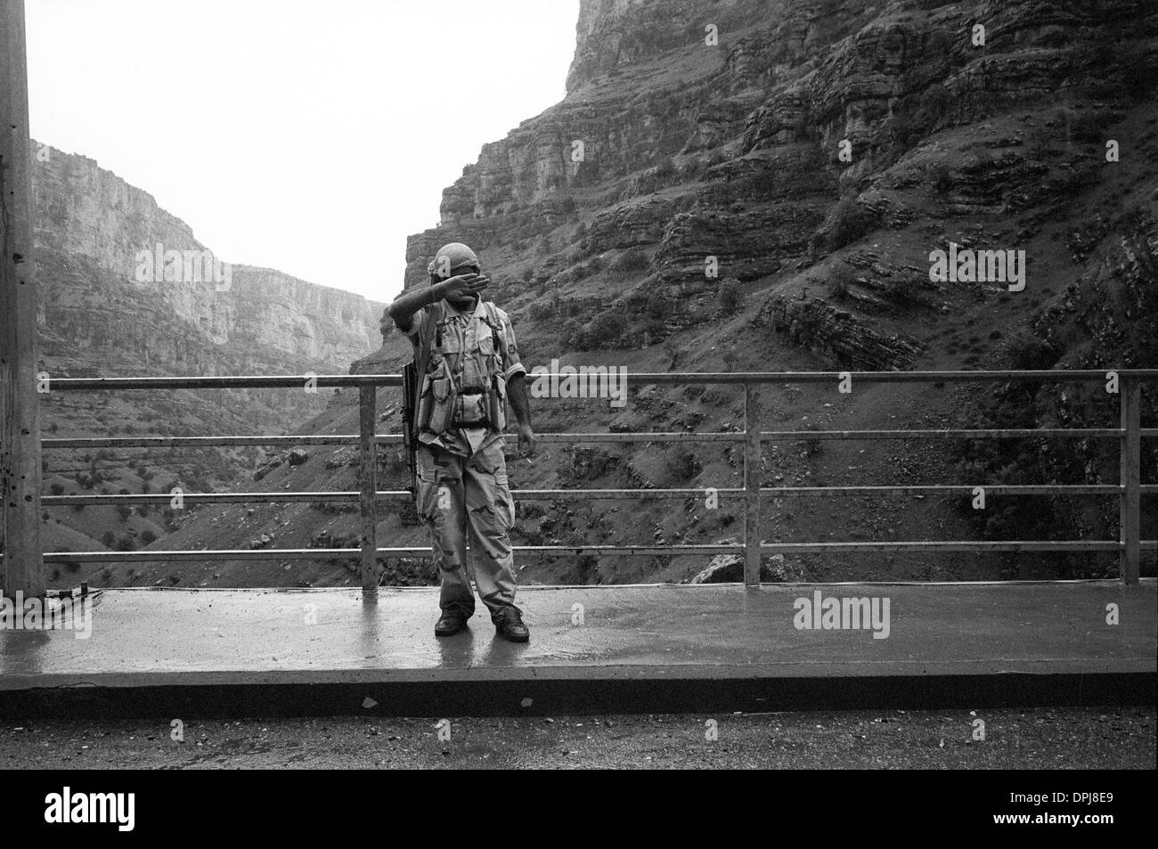 Ali Beg May 05, 2006 - Gali Ali Beg, Iraq - A soldier guarding the bridge in ...