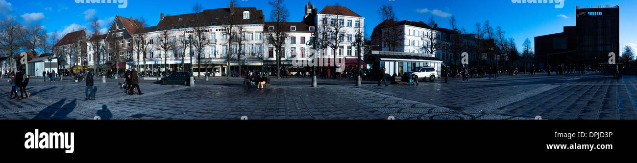 stereotypical European town square street Stock Photo