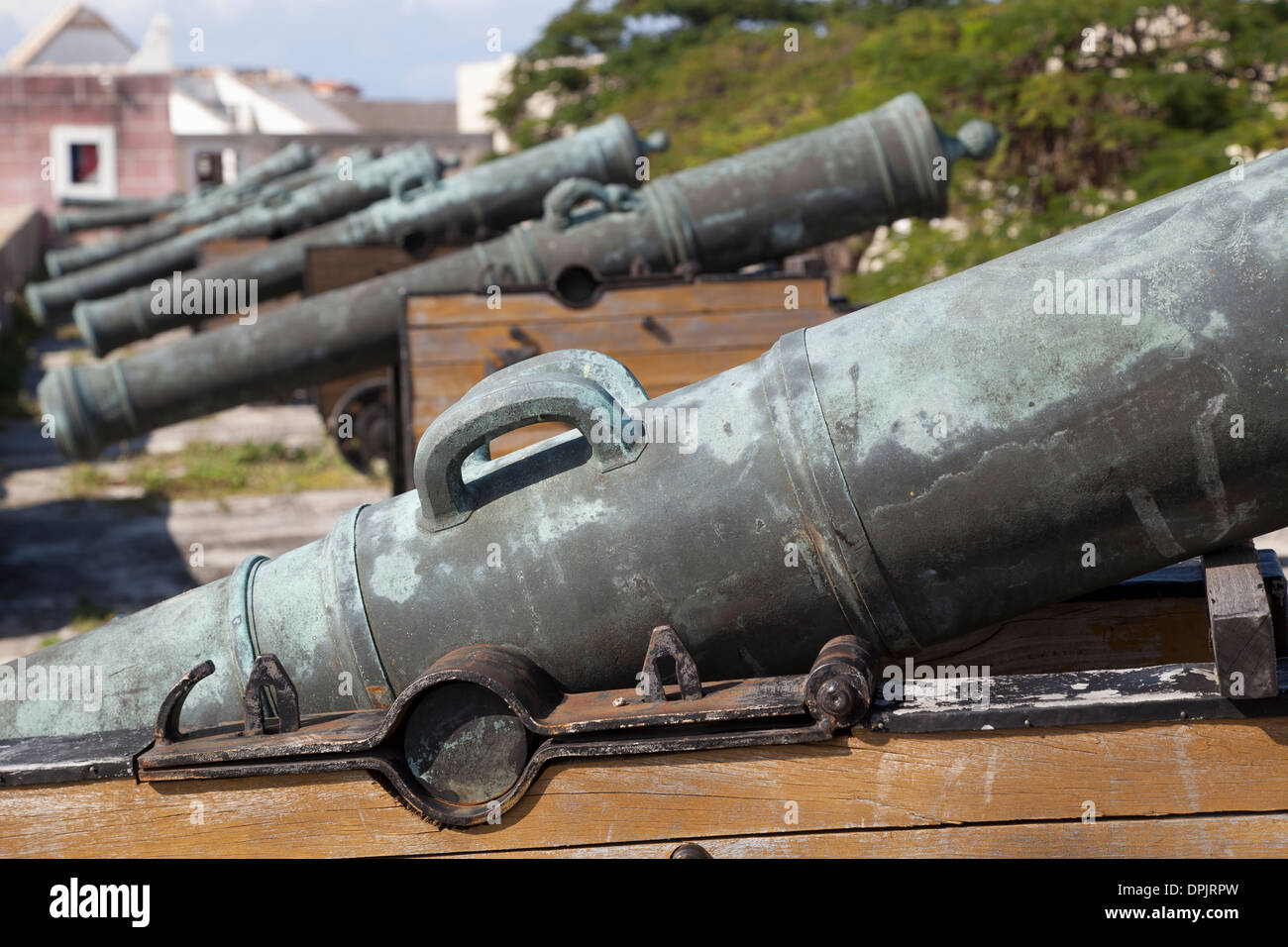Spanish colonial period bronze cannons overlooking Havana at Morro