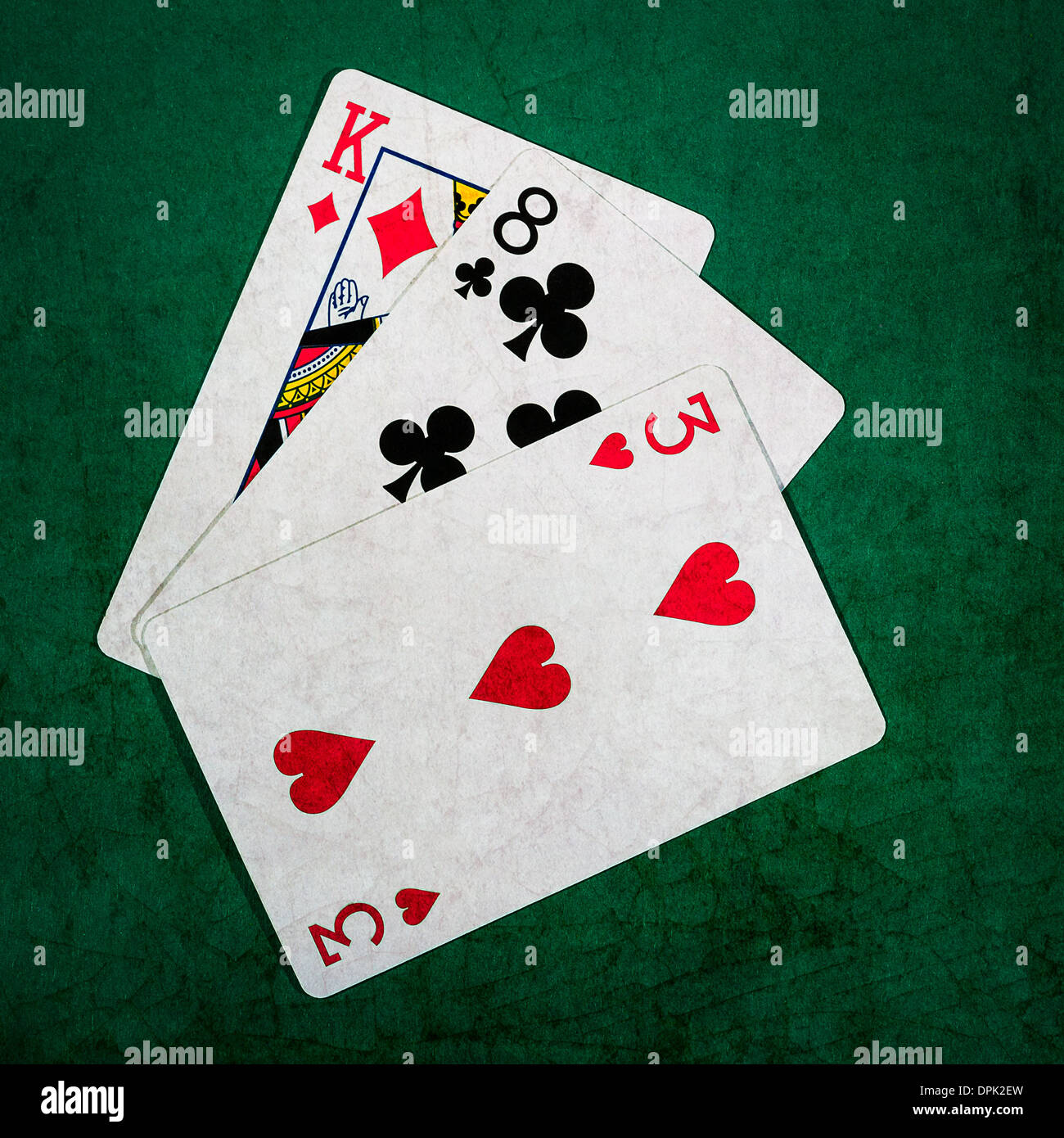 Twenty One 6 - Square. Closeup view of playing cards forming the blackjack combination of twenty one points Stock Photo