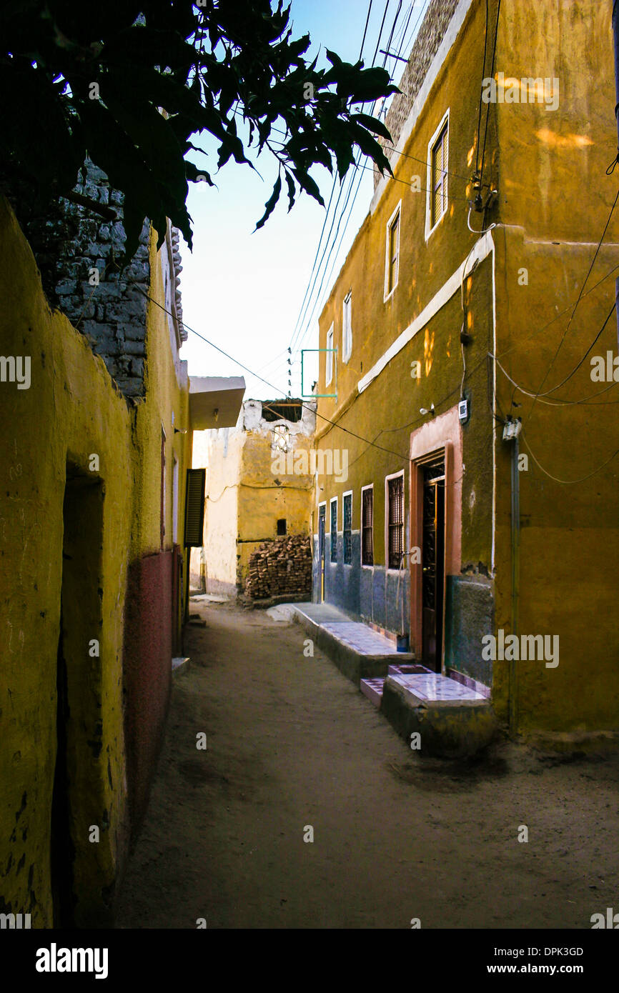 Colorful buildings and homes on Elephantine Island in Aswan, Egypt ...