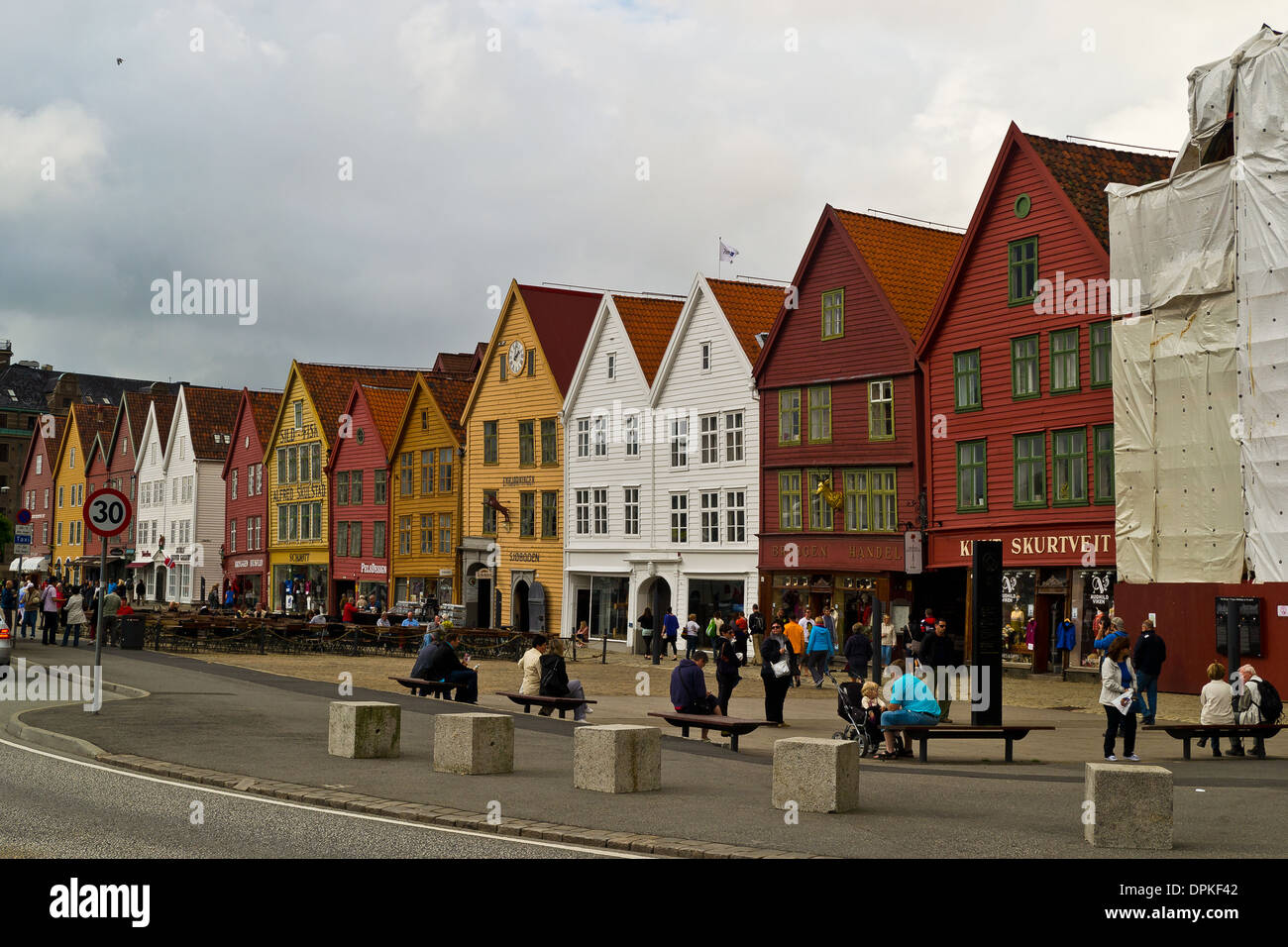 Wooden houses of Bryggen in Bergen. Stock Photo