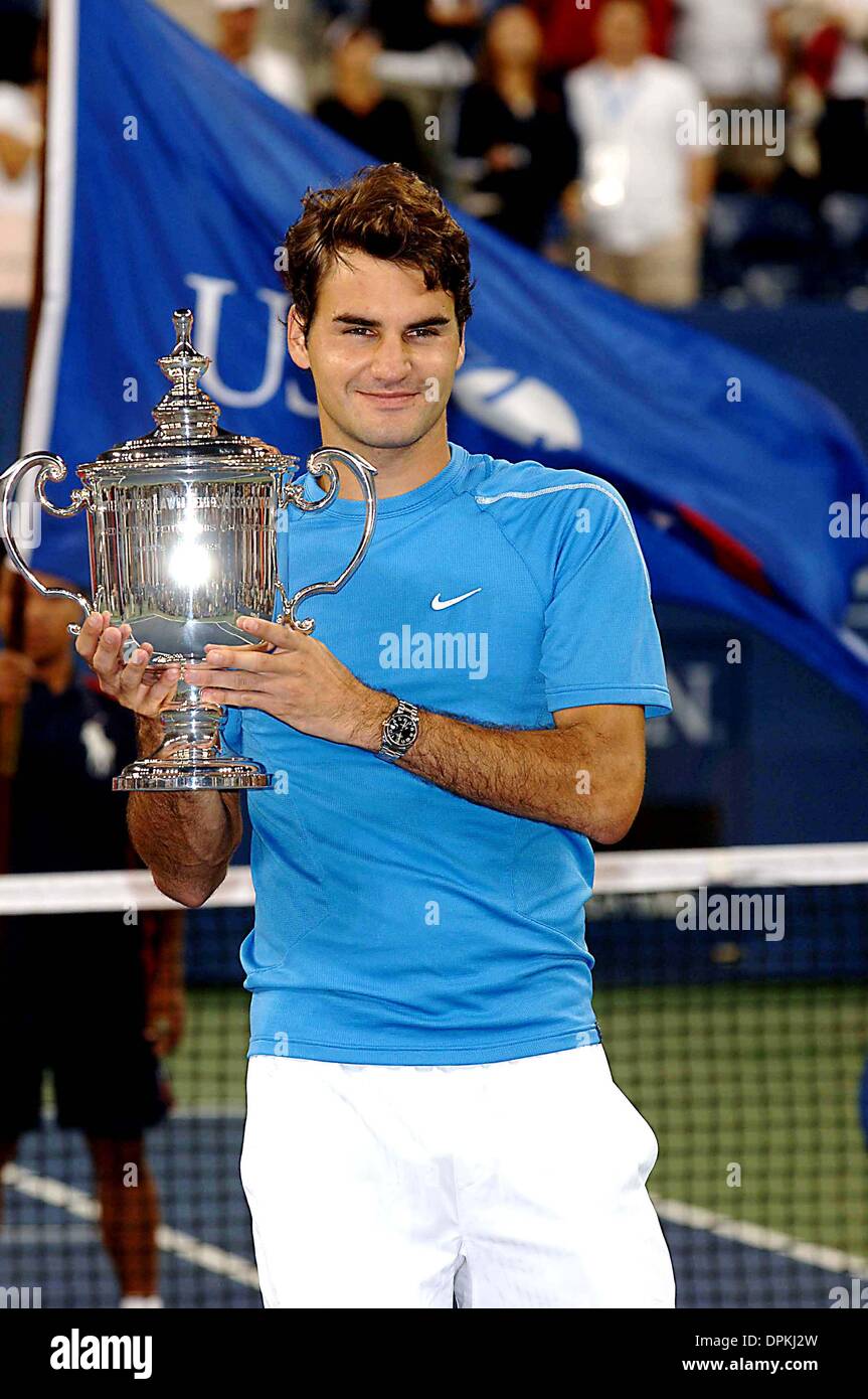 Sept. 11, 2006 - New York, New York, USA - Roger Federer wins the Men's US  Open tennis championship final against Andy Roddick in Fluhsing Meadow  Queens on September 10, 2006.. Andrea