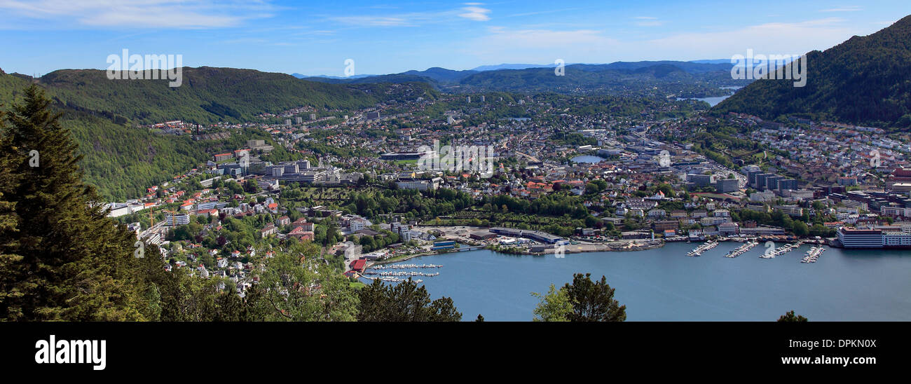 Rooftops of Bergen City, from Mount Floyen, Hordaland region, Norway ...
