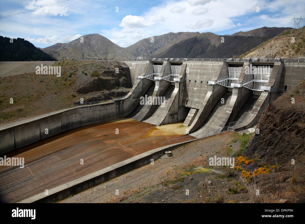 A view of the spillway at the Benmore dam Stock Photo