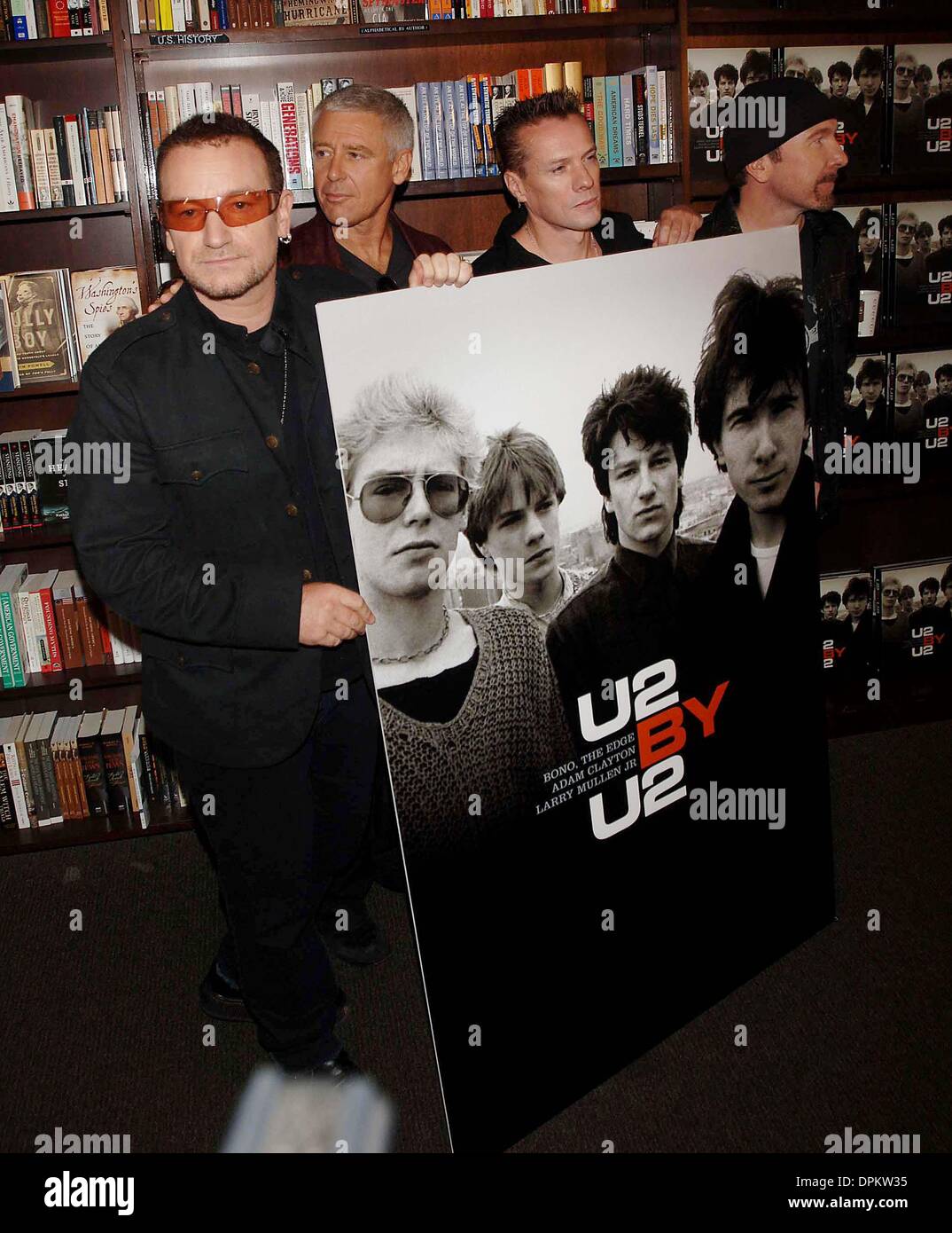 Sept. 26, 2006 - New York, New York, USA - The band U2 appears at the Barnes & Noble book store in Union Square in Manhattan  to promote their new book on U2 on September 26, 2006.. Andrea Renault     K49998AR.U2(Credit Image: © Globe Photos/ZUMAPRESS.com) Stock Photo