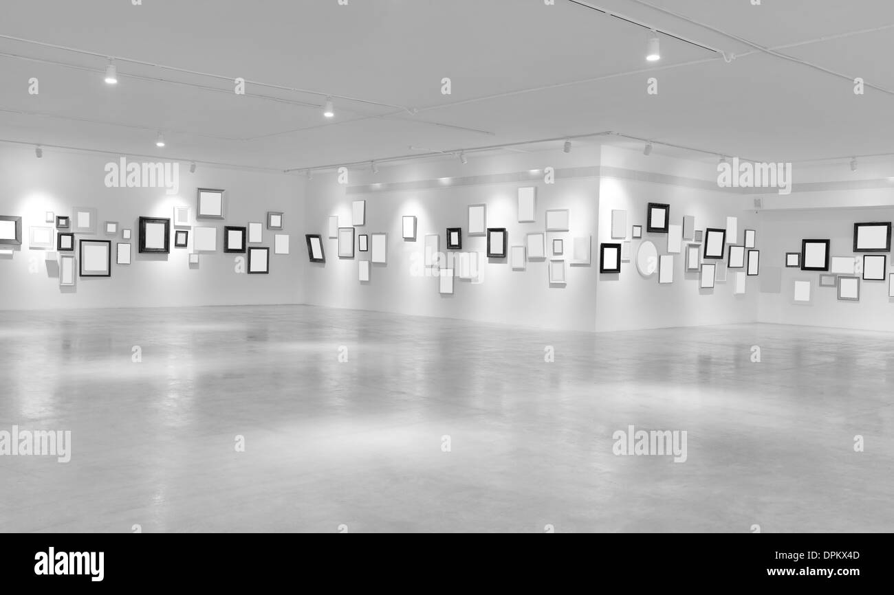 Modern light hall with empty placards on the wall Stock Photo