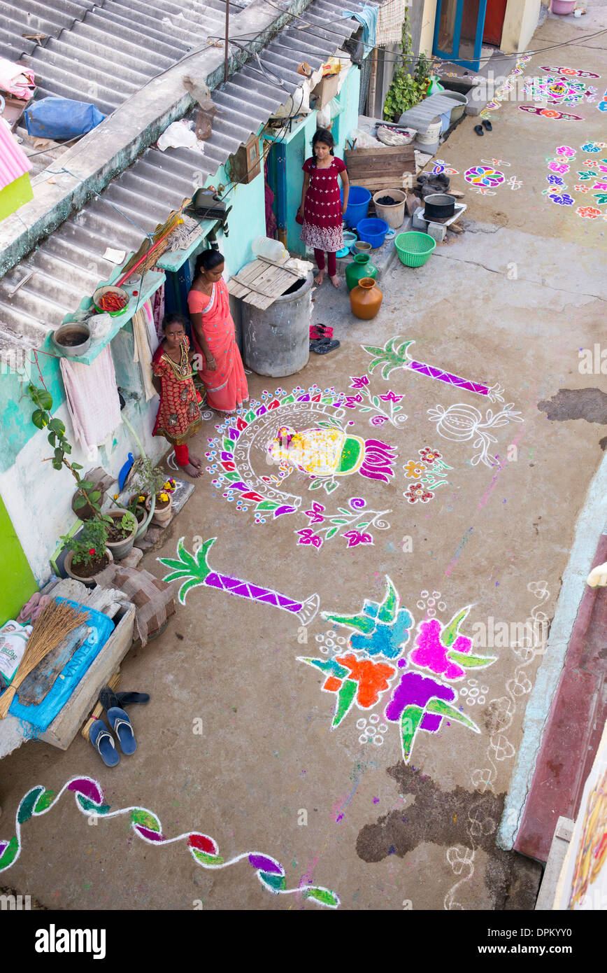 Indian Girls Design Rangoli Traditional High Resolution Stock ...