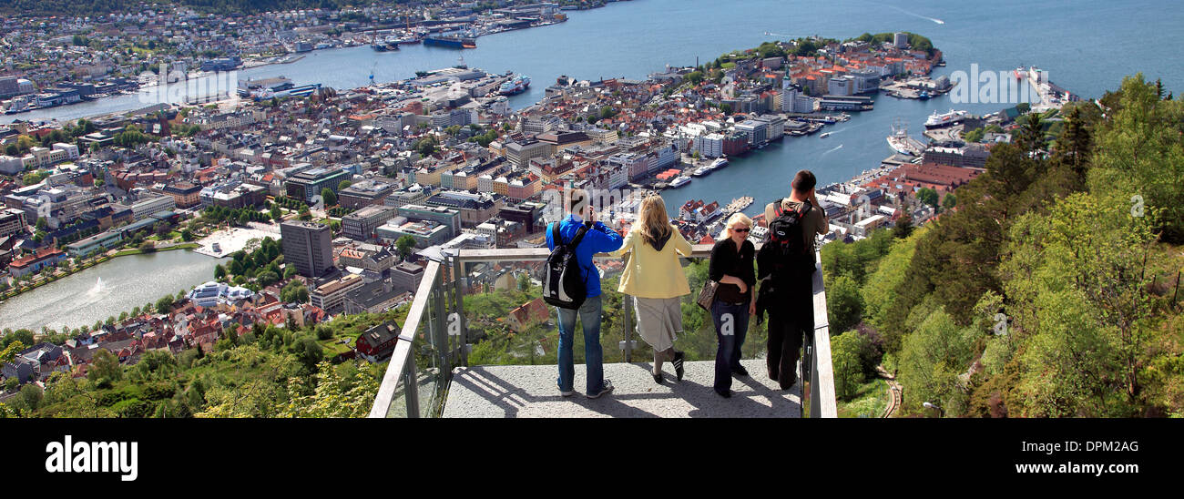Rooftops of Bergen City, from Mount Floyen, Hordaland region, Norway ...