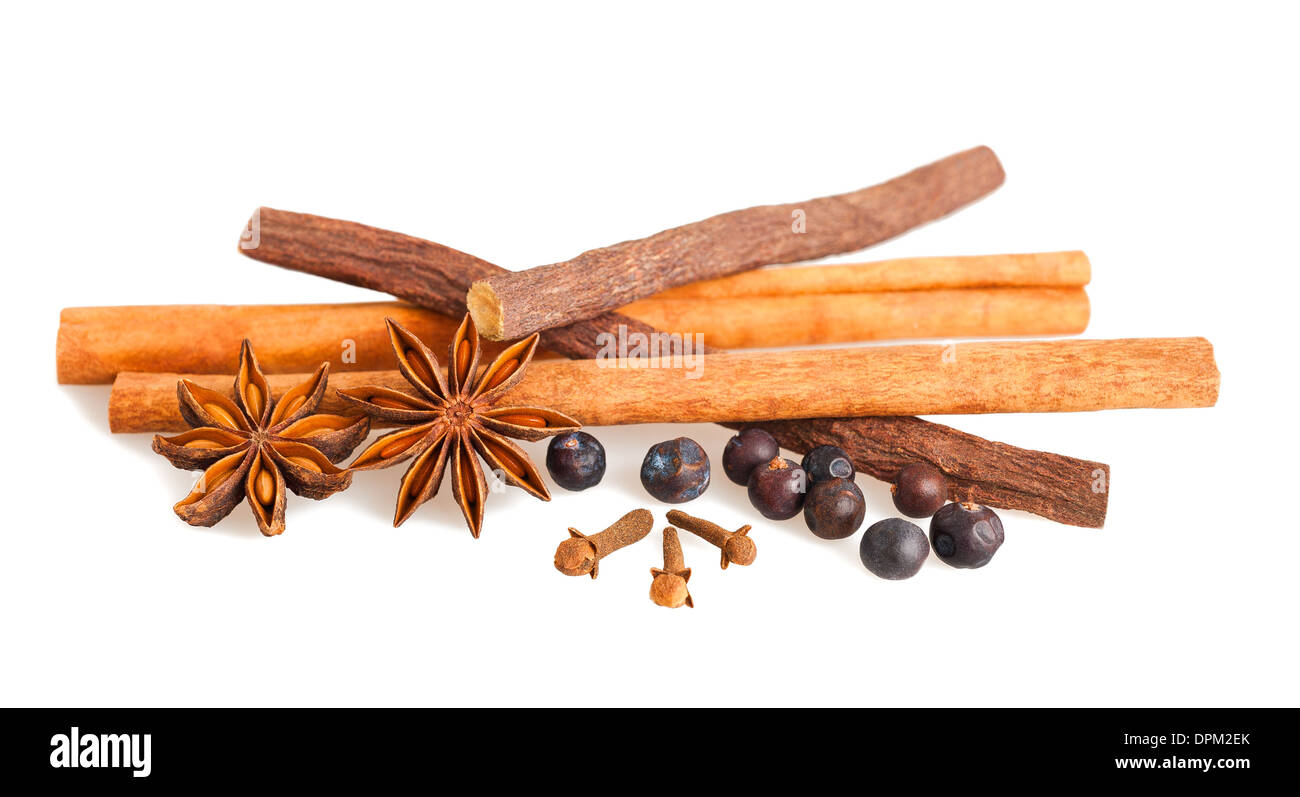 Mix of spices and licorice isolated Stock Photo Alamy