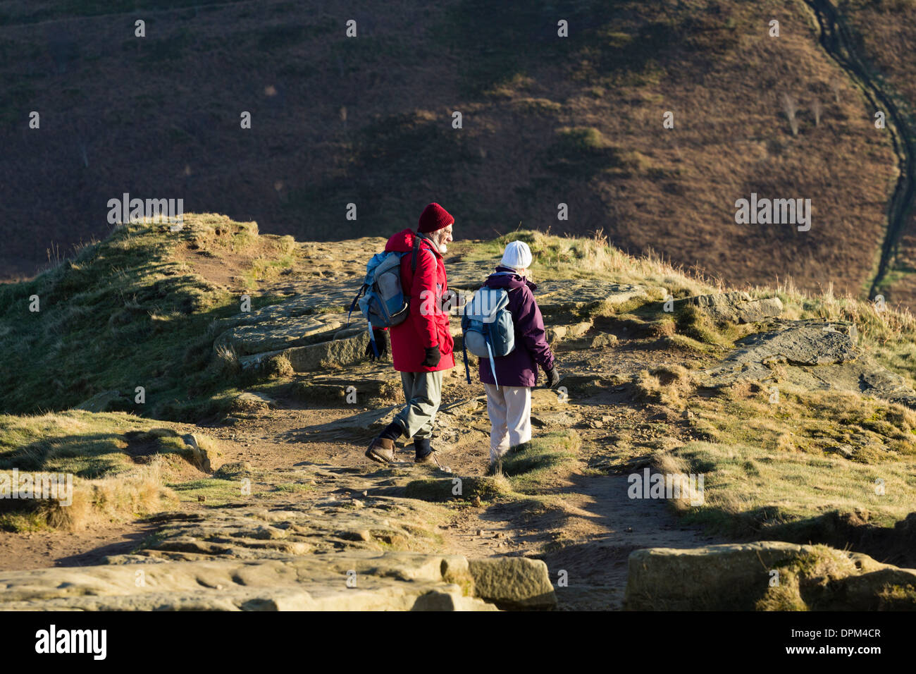 Mature couple on Roseberry Topping, North York Moors National Park, North Yorkshire, England, United Kingdom Stock Photo