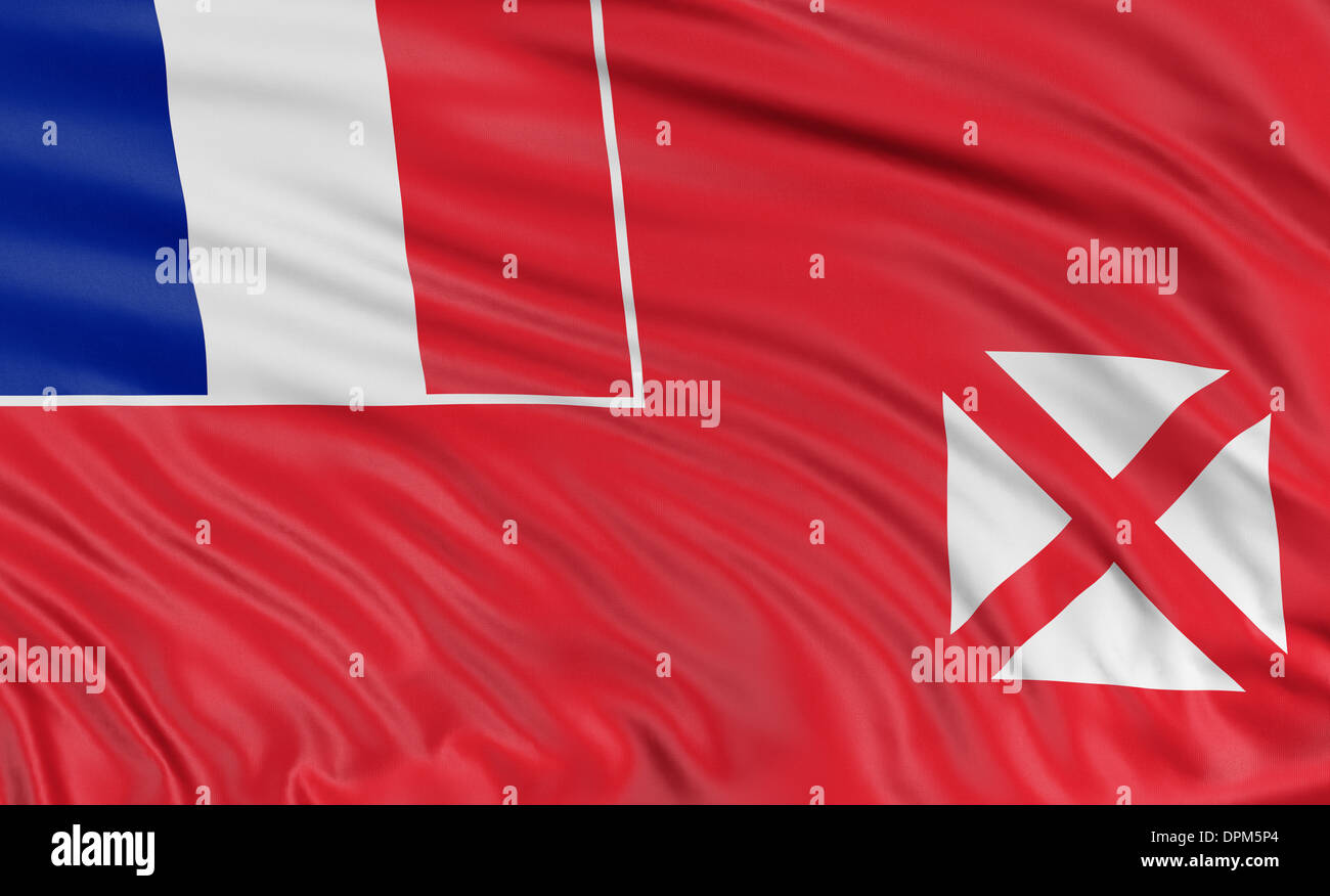 3D Flag of Wallis and Futuna Islands Stock Photo