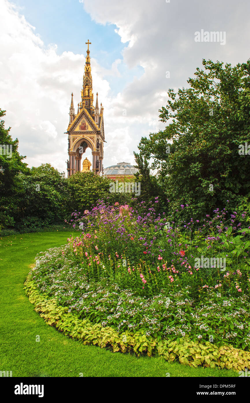 The Albert Memorial in London taken from the gardens in Hyde Park. Stock Photo