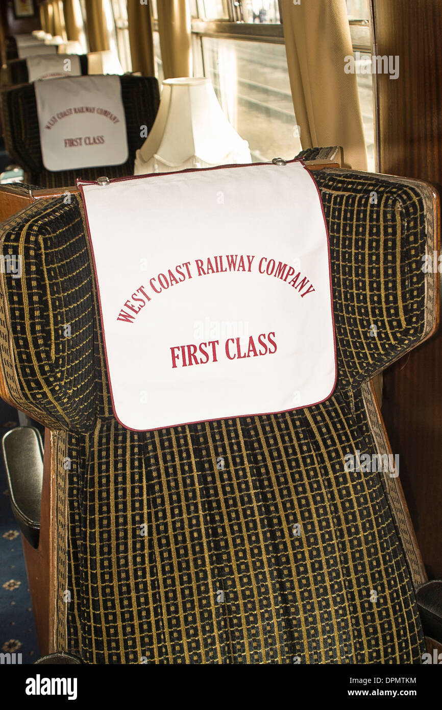 First class seating on carriage West Coast Railway Stock Photo
