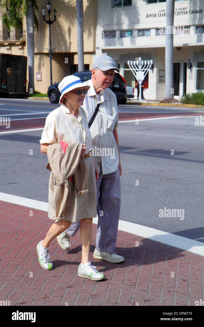 Miami Beach Florida,41st Street,Arthur Godfrey Boulevard,senior seniors citizen citizens,pensioner,pensioners,retired,man men male,woman female women, Stock Photo