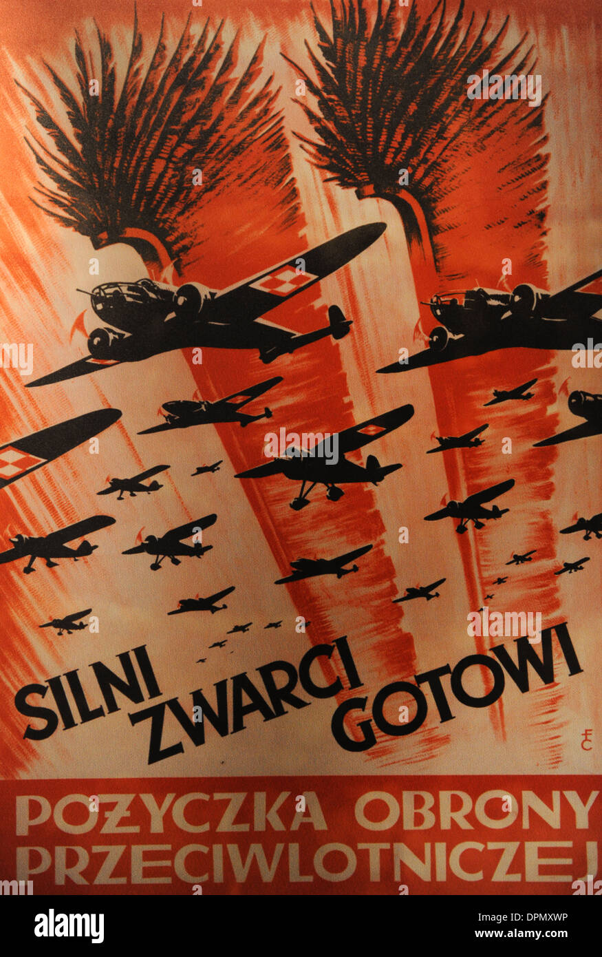 World War II. Propaganda Poster of the Polish Air Force, 1939. Oskar Schlinder Museum. Krakow. Poland. Stock Photo