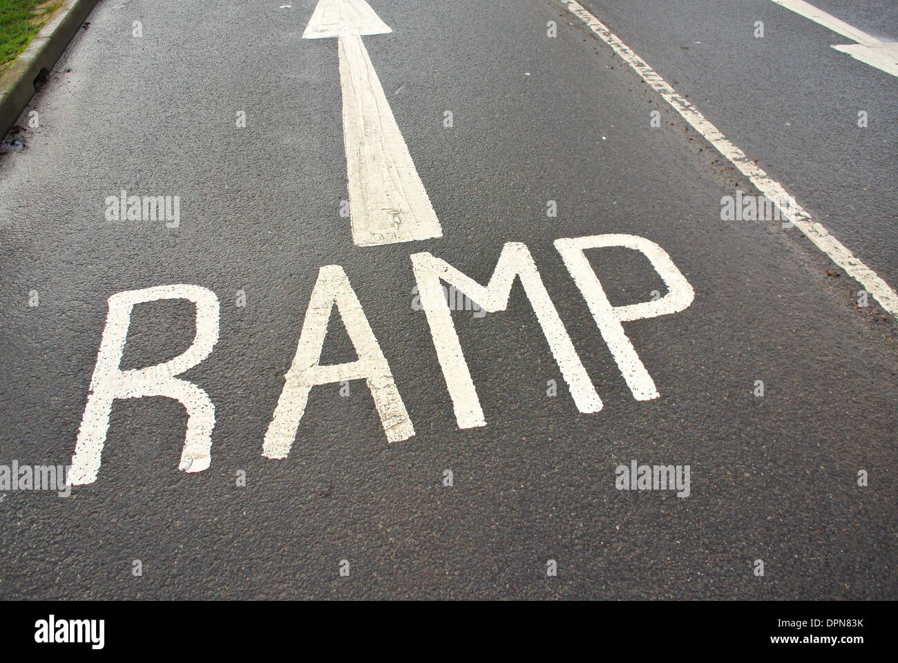 Ramp road sign pointing arrow Stock Photo Alamy