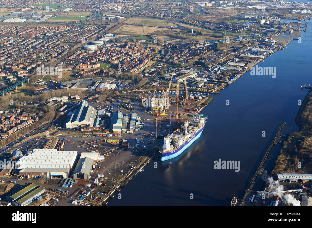 Ship repair work on the River Tyne, Wallsend, Newcastle Upon Tyne, North East England Stock Photo