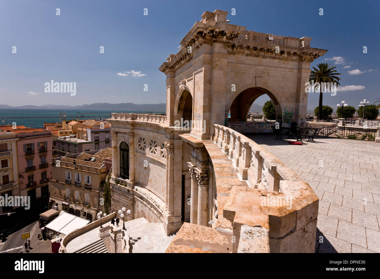 The Bastione San Remy, in Cagliari, Sardinia, Italy. Stock Photo