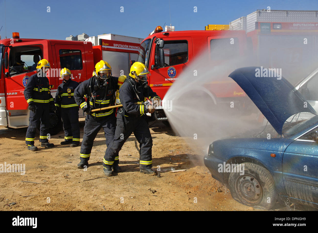 Firefighters, Dos Hermanas, Seville-province, Region of Andalusia, Spain, Europe Stock Photo