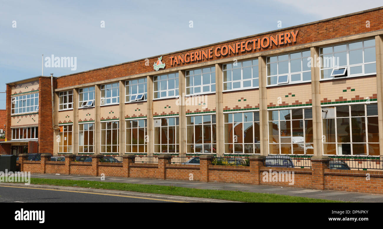 Wide shot of the tangerine confectionery company headquarters in Blackpool. Stock Photo