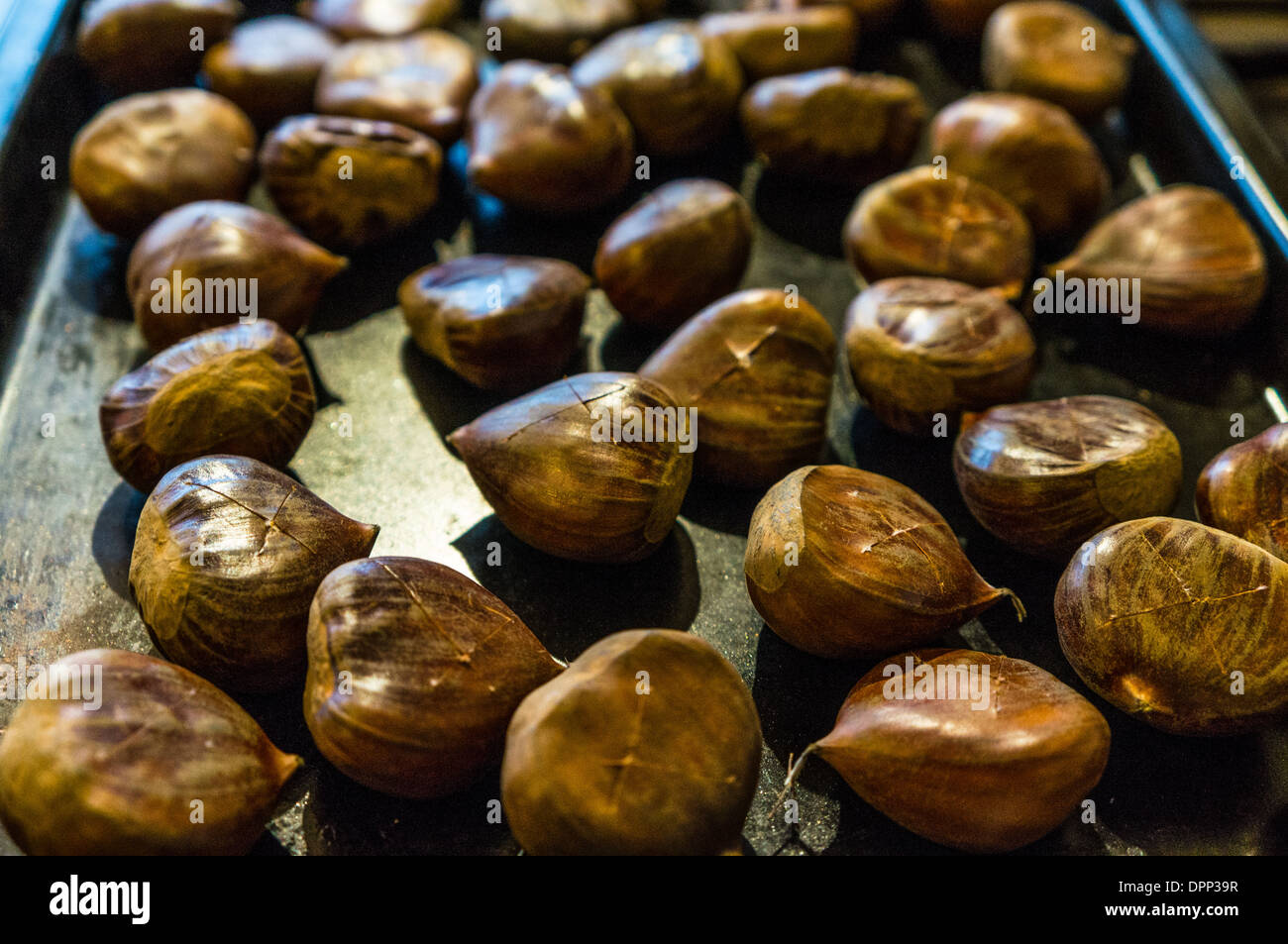 Roast Chestnuts fresh from the oven Stock Photo Alamy