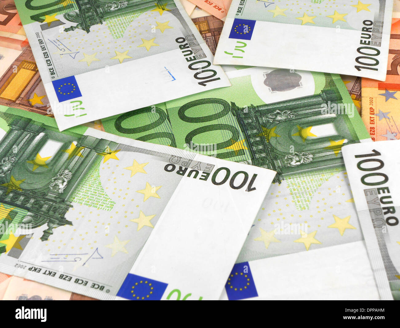 Background from a one hundred euro banknotes Stock Photo