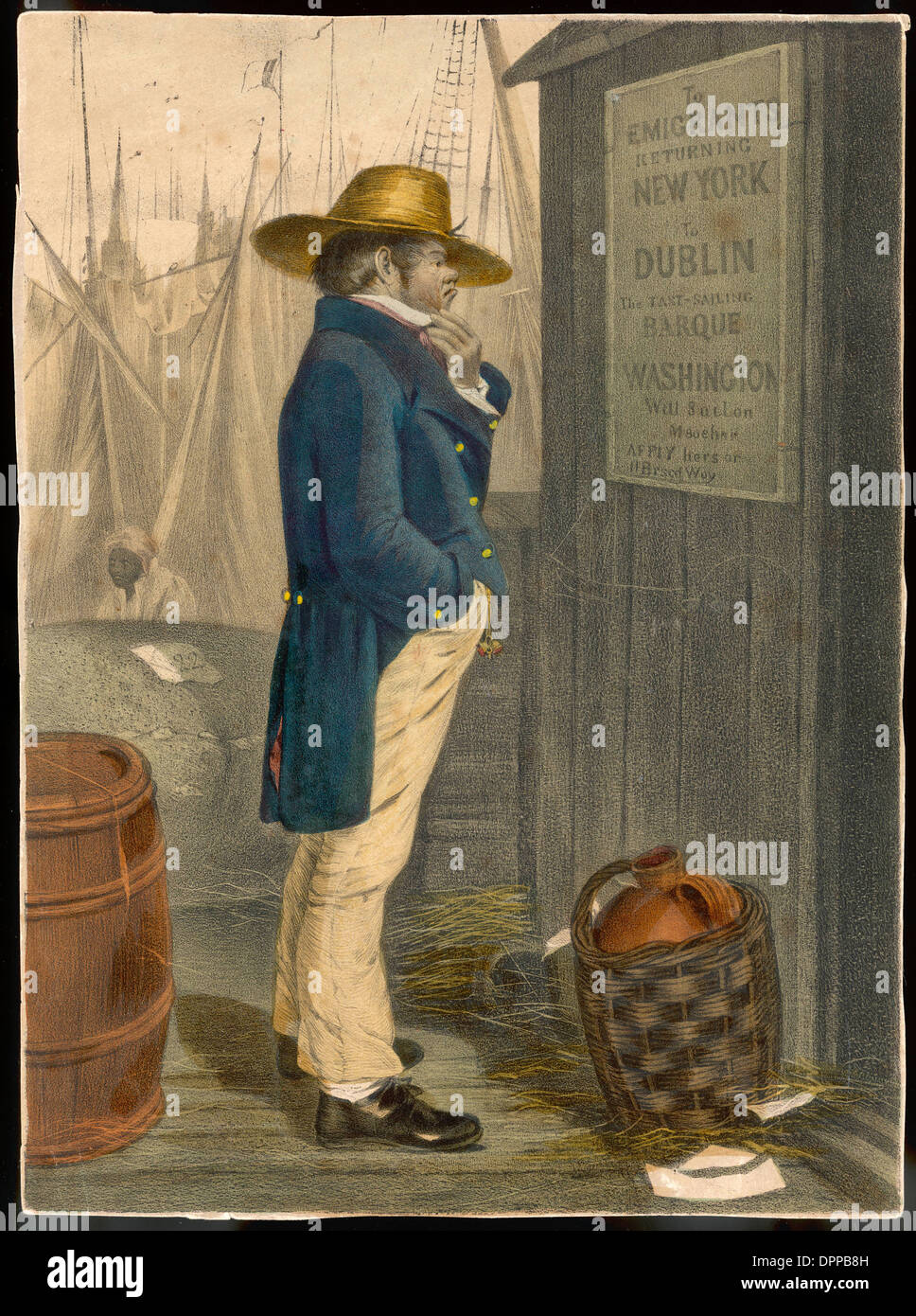 HOMESICK IRISH EMIGRANT Stock Photo