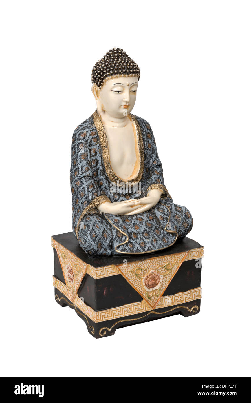 Antique colorful Buddha isolated over white with clipping path Stock Photo