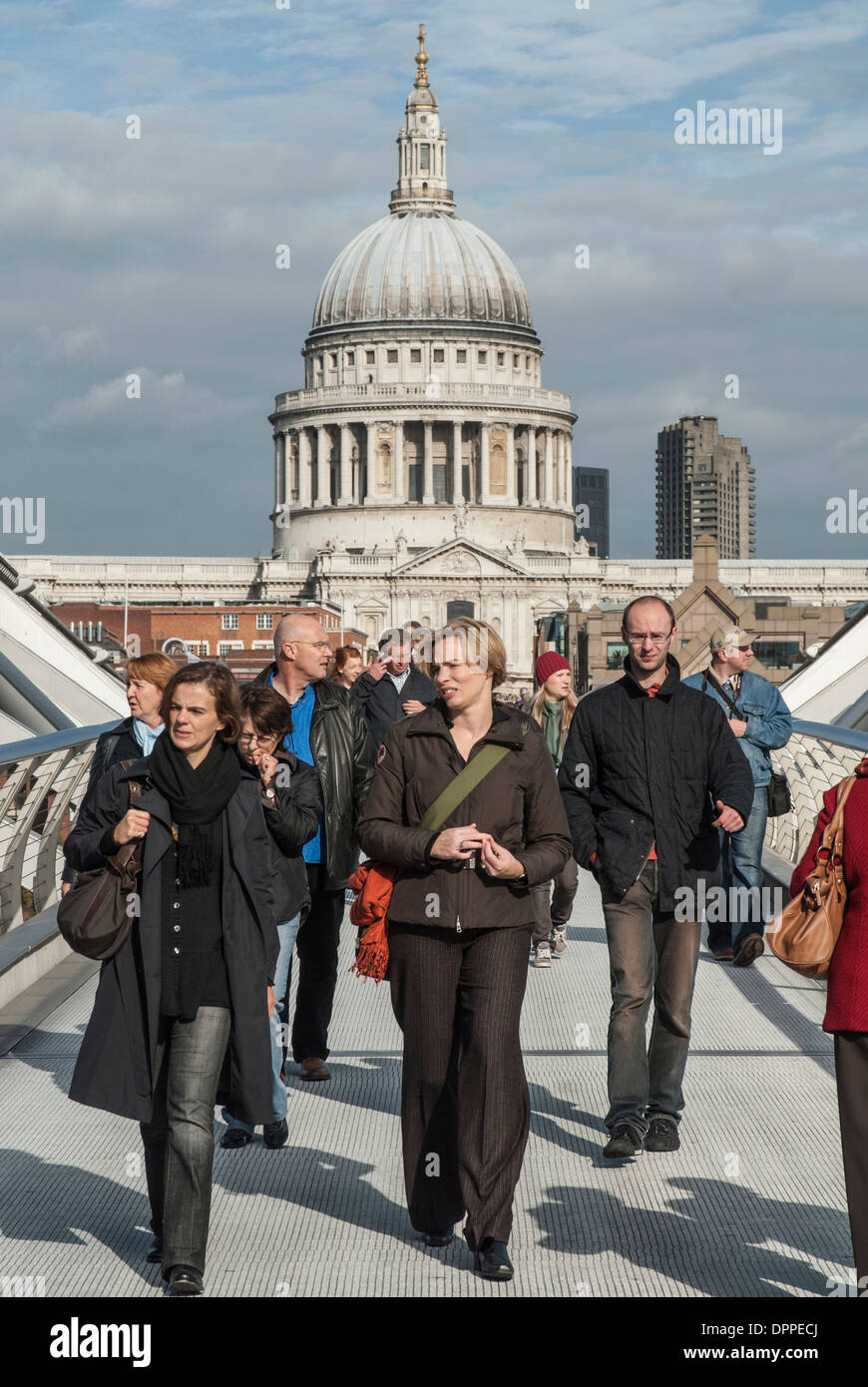 St Pauls Cathedral and the Millenium Bridge, London Stock Photo