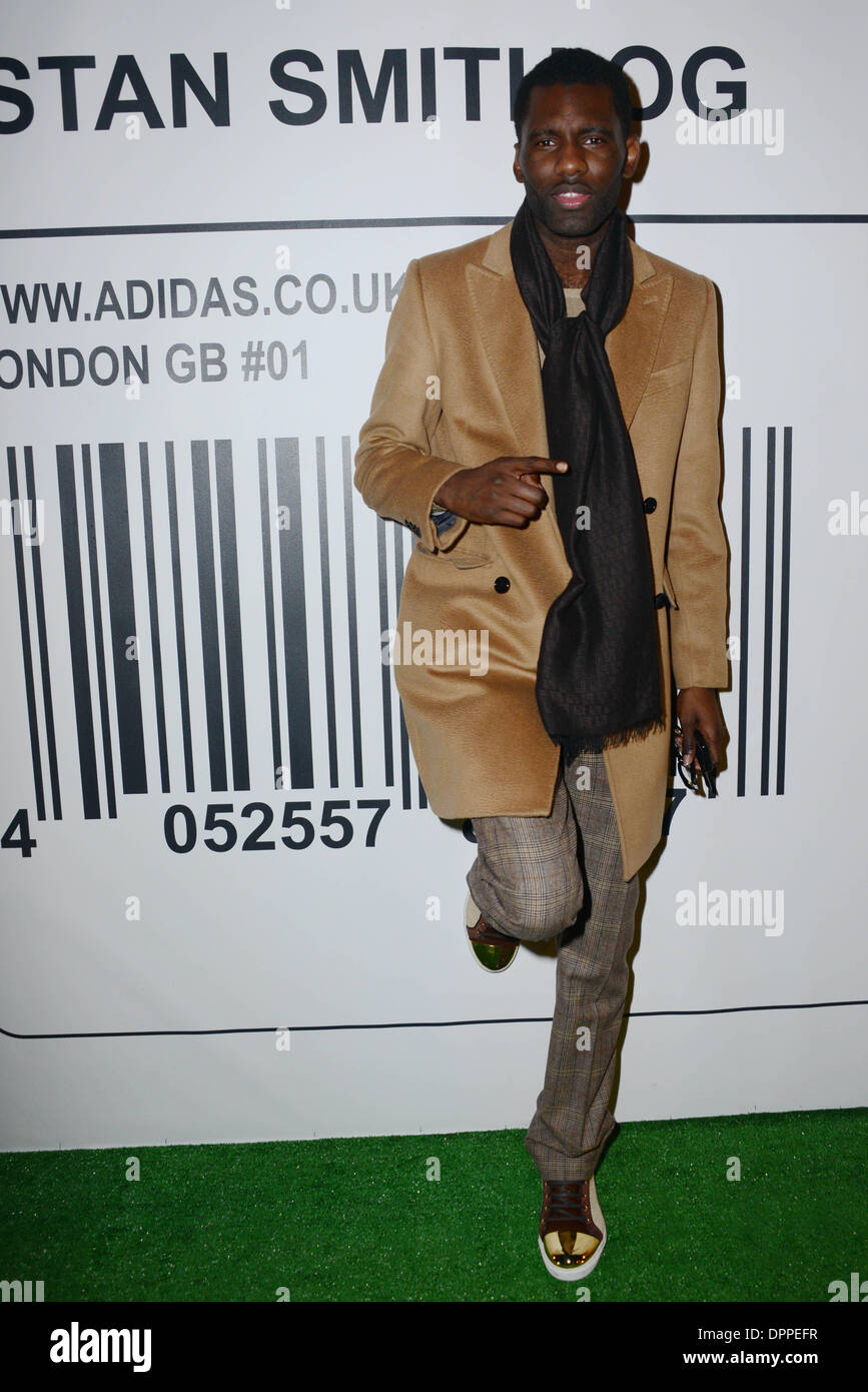 London, UK. 15th January 2014. Wretch 32 attends the adidas - party the  world Biggest Shoes Box