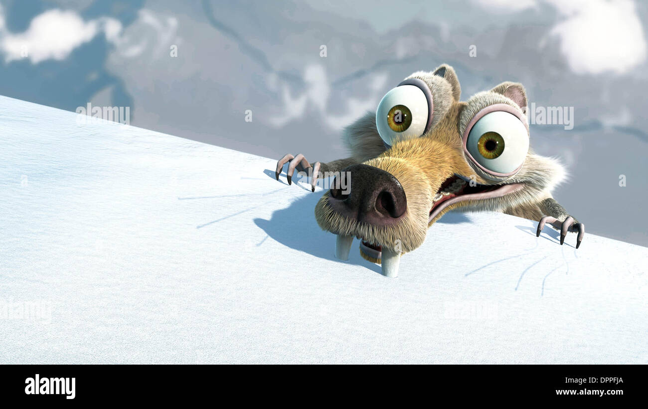 Apr. 17, 2006 - IA2-2...Scrat finds himself in a typically precarious situation...K47526ES.ICE AGE 2 THE MELTDOWN.TV-FILM STILL.PHTO SUPPLIED BY   PHOTOS(Credit Image: © Globe Photos/ZUMAPRESS.com) Stock Photo