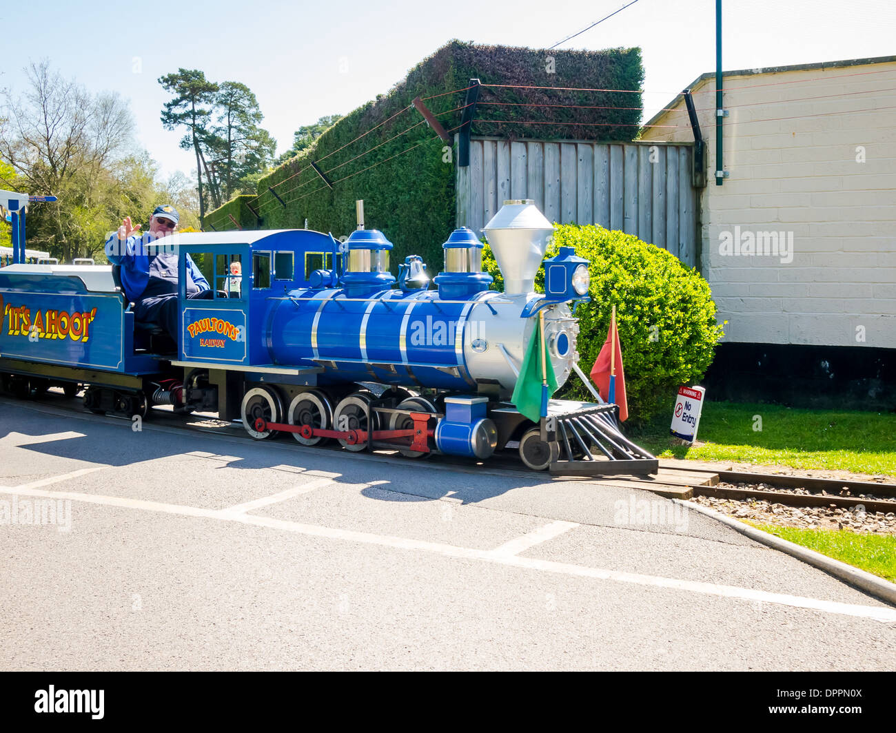 Miniature train at Paultons theme park in Romsey, Hampshire, England