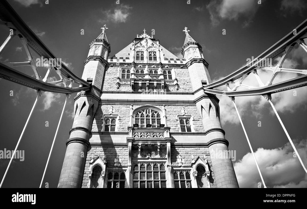Black and white London Tower Bridge Stock Photo