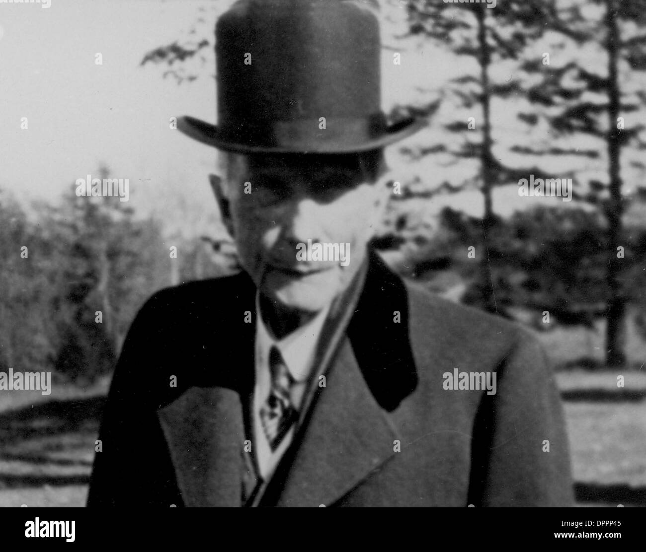 John D. Rockefeller Jr. Wearing Top Hat by Bettmann