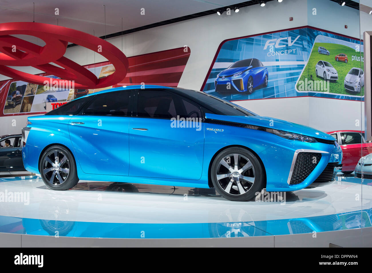 Detroit, Michigan - The Toyota FCV fuel cell electric concept car on display at the North American International Auto Show. Stock Photo