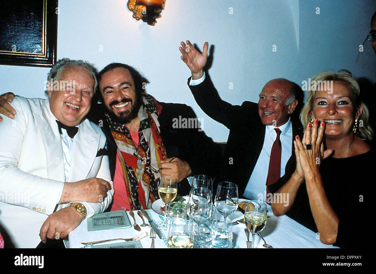 Aug. 17, 2006 - Luciano Pavarotti with Dimitri Pappas, Gerd Bacher, and Eliette Von karajan.   -    LUCIANOPAVAROTTIRETRO(Credit Image: © Globe Photos/ZUMAPRESS.com) Stock Photo