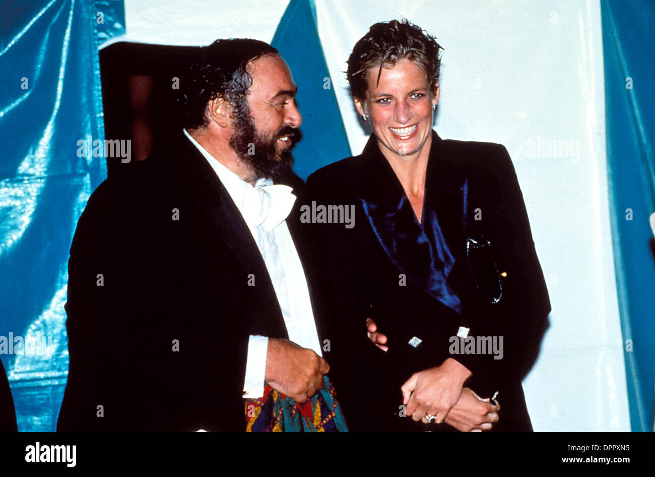 Aug. 17, 2006 - Luciano Pavarotti with Princess Diana. UPPA -   -    LUCIANOPAVAROTTIRETRO(Credit Image: © Globe Photos/ZUMAPRESS.com) Stock Photo