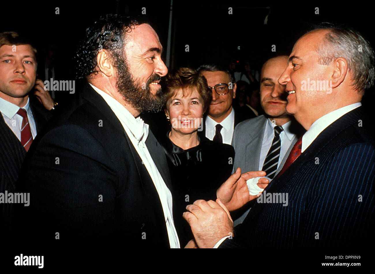 Aug. 17, 2006 - Luciano Pavarotti with Gorbachev and wife,  Raissa.   -    LUCIANOPAVAROTTIRETRO(Credit Image: © Globe Photos/ZUMAPRESS.com) Stock Photo
