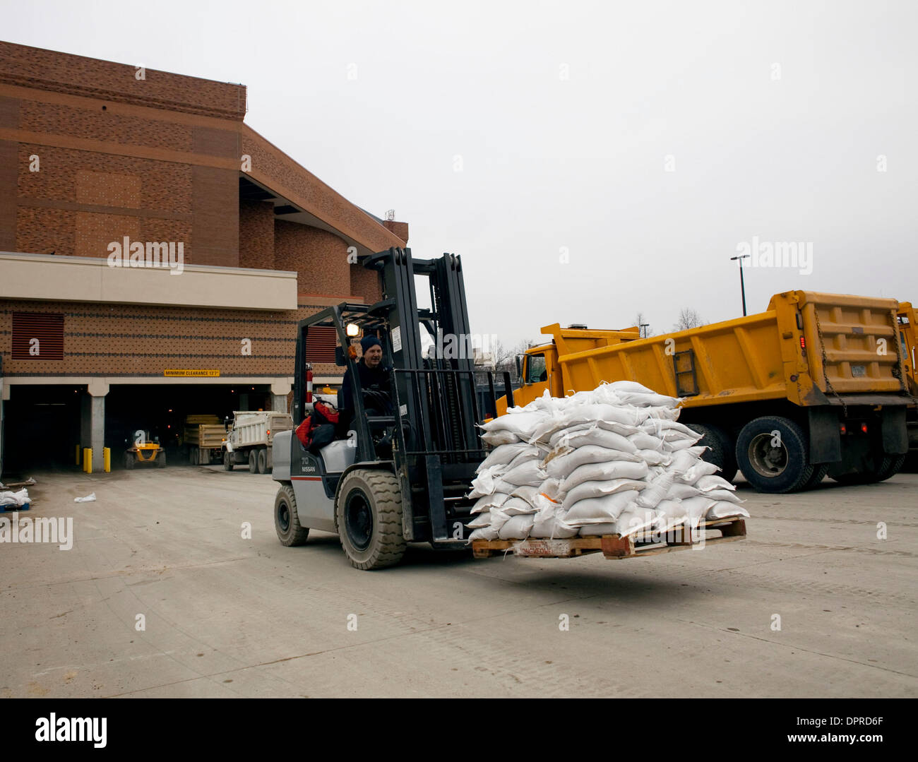 March 24, 2009 Fargo, North Dakota, USA A forklift operator hauls a