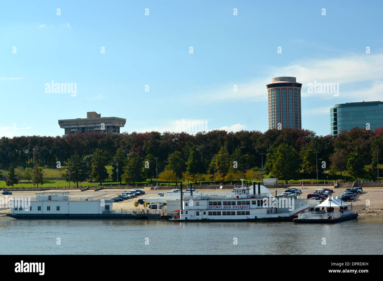 River tour down the Mississippi River in St. Louis Missouri Stock Photo