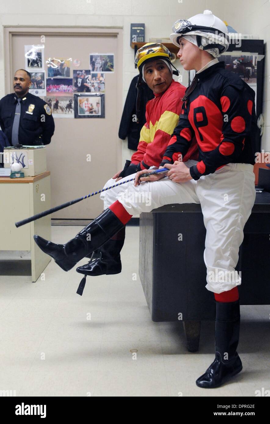 Mar 26, 2009 - Queens, New York, USA - Jockeys JORGE CHAVEZ and AMANDA