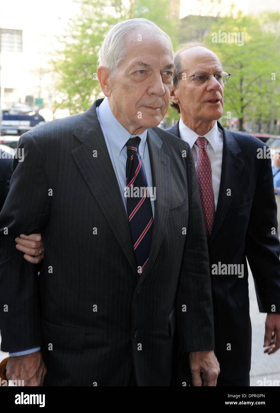 Apr 27, 2009 - Manhattan, New York, USA - ANTHONY MARSHALL with his attorney KEN WARNER (R) arrives to Manhattan Criminal Court on the first day of his trial on charges of plundering his mother Brooke Astor's $198 million estate.  (Credit Image: Â© Bryan Smith/ZUMA Press) RESTRICTIONS:  * New York City Newspapers Rights OUT * Stock Photo